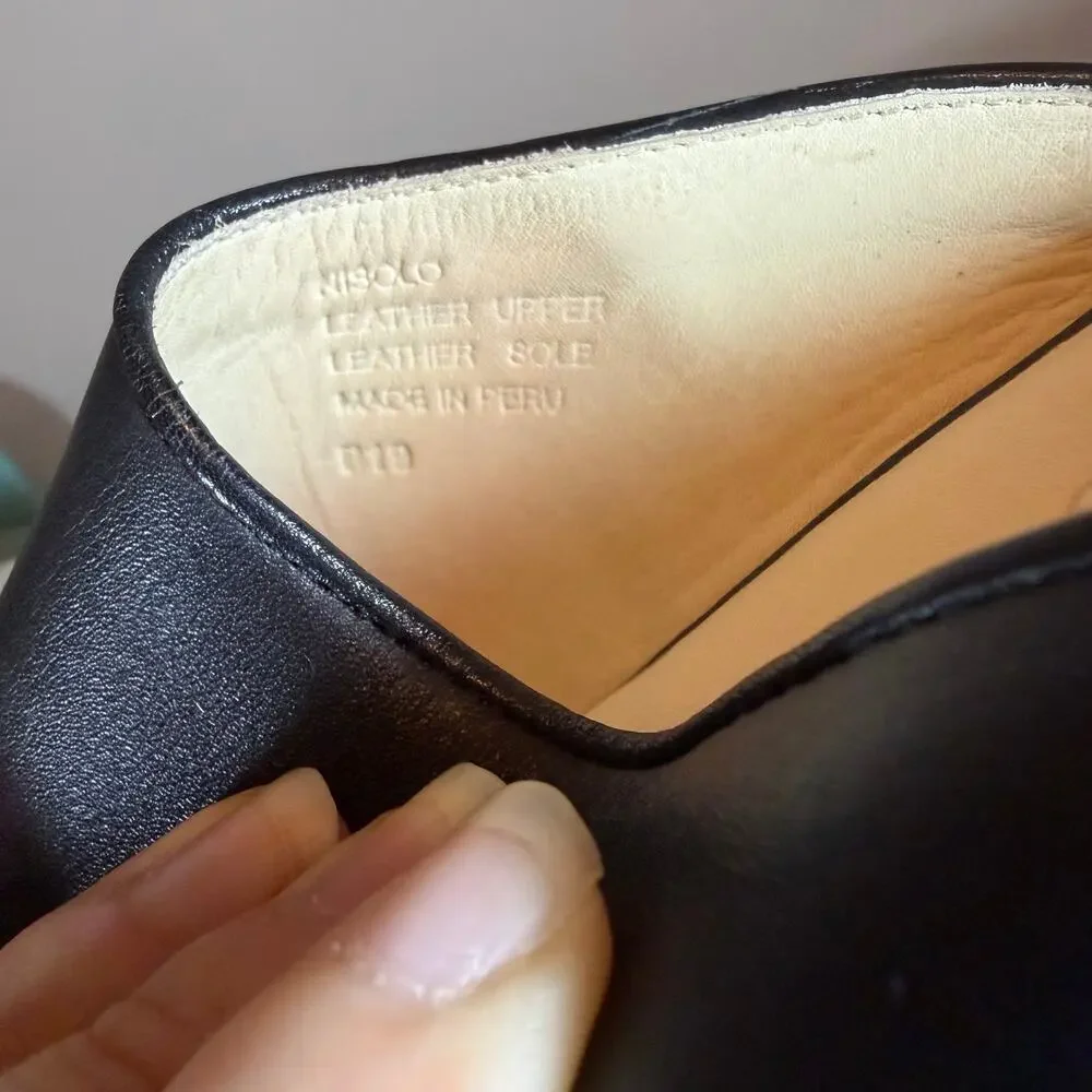 Nisolo Mariella Mule Womens 7 Smooth Black Leather Classic Round Toe Block Heel